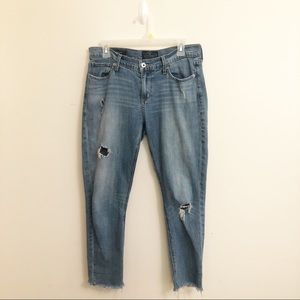 Lucky Brand Brooke Capri Raw Hem Jeans Sz 6/28 Distressed